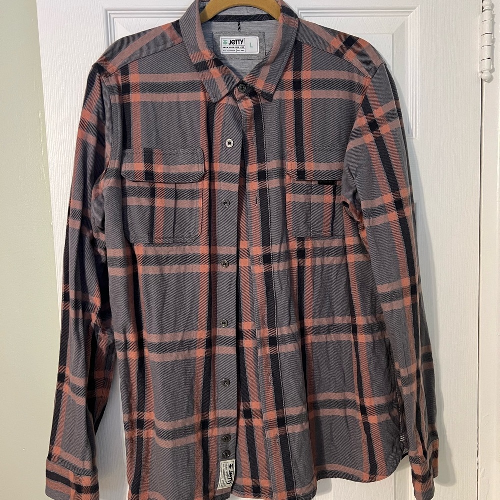 Jetty Gray/Orange Flannel Shirt